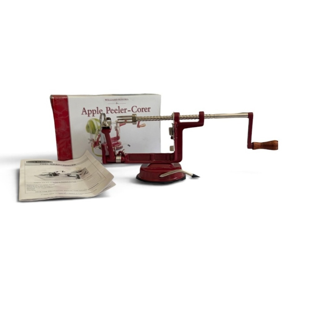 Williams Sonoma Apple Peeler Corer Slicer Red Cast Iron Box Instructions